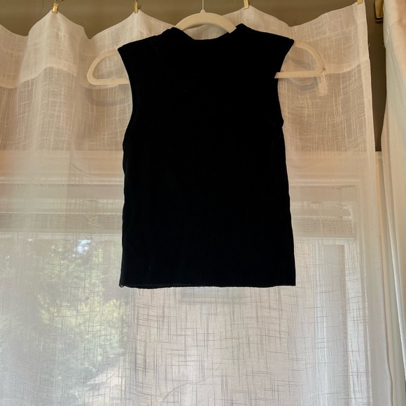 Zara Ribbed Turtle Neck Short Sleeve Tank Crop Top - Picture 3 of 4